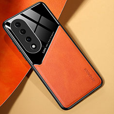 Custodia Silicone Morbida In Pelle Cover con Magnetico per Huawei Honor 90 Pro 5G Arancione