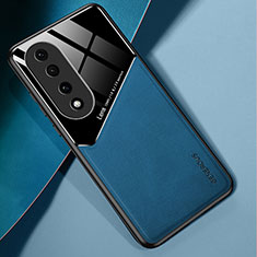Custodia Silicone Morbida In Pelle Cover con Magnetico per Huawei Honor 90 Pro 5G Blu
