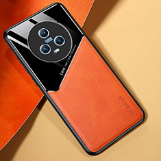 Custodia Silicone Morbida In Pelle Cover con Magnetico per Huawei Honor Magic5 5G Arancione