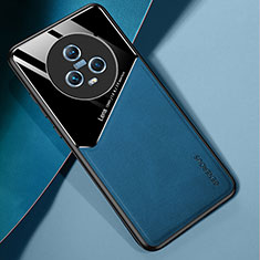 Custodia Silicone Morbida In Pelle Cover con Magnetico per Huawei Honor Magic5 5G Blu