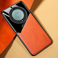 Custodia Silicone Morbida In Pelle Cover con Magnetico per Huawei Honor Magic5 Lite 5G Arancione