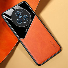 Custodia Silicone Morbida In Pelle Cover con Magnetico per Huawei Honor Magic5 Pro 5G Arancione