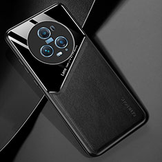 Custodia Silicone Morbida In Pelle Cover con Magnetico per Huawei Honor Magic5 Pro 5G Nero