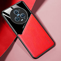 Custodia Silicone Morbida In Pelle Cover con Magnetico per Huawei Honor Magic5 Pro 5G Rosso