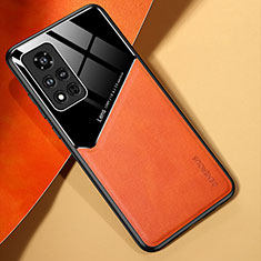 Custodia Silicone Morbida In Pelle Cover con Magnetico per Huawei Honor V40 5G Arancione