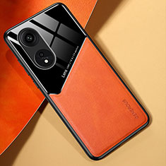 Custodia Silicone Morbida In Pelle Cover con Magnetico per Huawei Honor X5 Plus Arancione