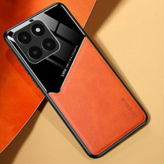 Custodia Silicone Morbida In Pelle Cover con Magnetico per Huawei Honor X6a Arancione