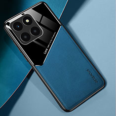 Custodia Silicone Morbida In Pelle Cover con Magnetico per Huawei Honor X6a Blu