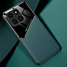 Custodia Silicone Morbida In Pelle Cover con Magnetico per Huawei Honor X6a Verde