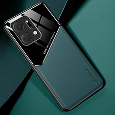Custodia Silicone Morbida In Pelle Cover con Magnetico per Huawei Honor X7a Verde