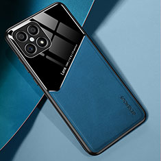Custodia Silicone Morbida In Pelle Cover con Magnetico per Huawei Honor X8 4G Blu