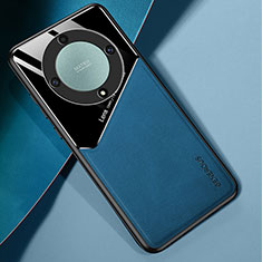 Custodia Silicone Morbida In Pelle Cover con Magnetico per Huawei Honor X9a 5G Blu