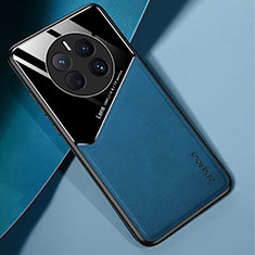 Custodia Silicone Morbida In Pelle Cover con Magnetico per Huawei Mate 50 Blu
