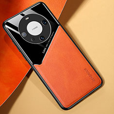 Custodia Silicone Morbida In Pelle Cover con Magnetico per Huawei Mate 60 Arancione