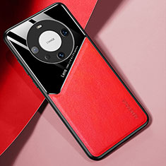 Custodia Silicone Morbida In Pelle Cover con Magnetico per Huawei Mate 60 Rosso