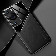Custodia Silicone Morbida In Pelle Cover con Magnetico per Huawei P60 Pro Nero