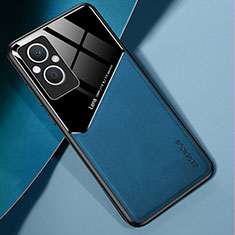 Custodia Silicone Morbida In Pelle Cover con Magnetico per OnePlus Nord N20 5G Blu