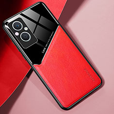 Custodia Silicone Morbida In Pelle Cover con Magnetico per Oppo A96 5G Rosso