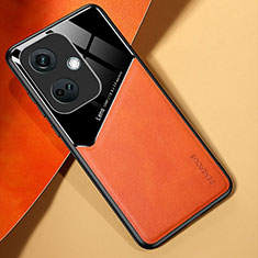 Custodia Silicone Morbida In Pelle Cover con Magnetico per Oppo K11 5G Arancione