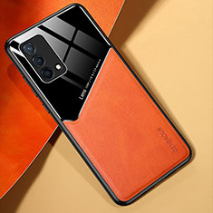 Custodia Silicone Morbida In Pelle Cover con Magnetico per Oppo K9 5G Arancione