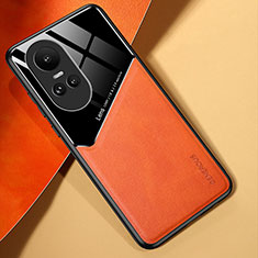 Custodia Silicone Morbida In Pelle Cover con Magnetico per Oppo Reno10 5G Arancione