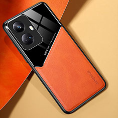 Custodia Silicone Morbida In Pelle Cover con Magnetico per Realme 10 Pro+ Plus 5G Arancione