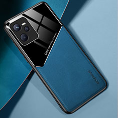 Custodia Silicone Morbida In Pelle Cover con Magnetico per Realme Narzo 50A Prime Blu