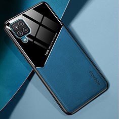 Custodia Silicone Morbida In Pelle Cover con Magnetico per Samsung Galaxy A12 Nacho Blu