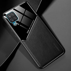 Custodia Silicone Morbida In Pelle Cover con Magnetico per Samsung Galaxy A12 Nacho Nero
