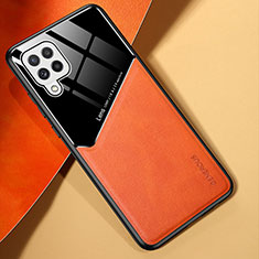 Custodia Silicone Morbida In Pelle Cover con Magnetico per Samsung Galaxy A22 4G Arancione