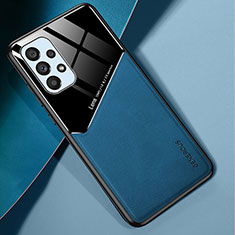 Custodia Silicone Morbida In Pelle Cover con Magnetico per Samsung Galaxy A53 5G Blu