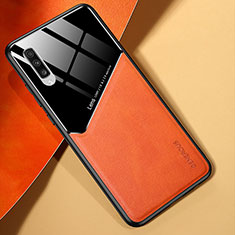 Custodia Silicone Morbida In Pelle Cover con Magnetico per Samsung Galaxy A70 Arancione