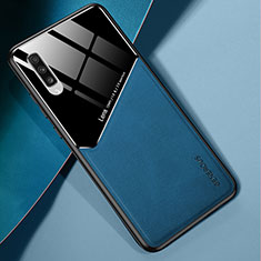 Custodia Silicone Morbida In Pelle Cover con Magnetico per Samsung Galaxy A70S Blu