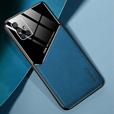 Custodia Silicone Morbida In Pelle Cover con Magnetico per Samsung Galaxy A71 4G A715 Blu