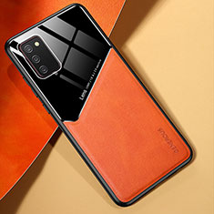 Custodia Silicone Morbida In Pelle Cover con Magnetico per Samsung Galaxy F02S SM-E025F Arancione