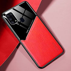Custodia Silicone Morbida In Pelle Cover con Magnetico per Samsung Galaxy M31 Prime Edition Rosso