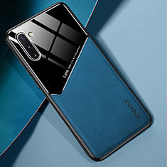Custodia Silicone Morbida In Pelle Cover con Magnetico per Samsung Galaxy Note 10 5G Blu