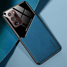 Custodia Silicone Morbida In Pelle Cover con Magnetico per Samsung Galaxy Note 20 Ultra 5G Blu