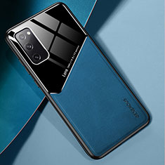 Custodia Silicone Morbida In Pelle Cover con Magnetico per Samsung Galaxy S20 FE 4G Blu