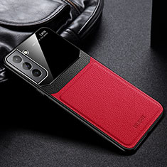 Custodia Silicone Morbida In Pelle Cover con Magnetico per Samsung Galaxy S21 FE 5G Rosso