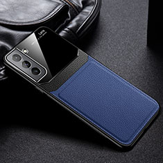 Custodia Silicone Morbida In Pelle Cover con Magnetico per Samsung Galaxy S22 Plus 5G Blu