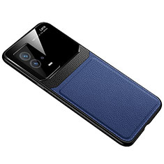 Custodia Silicone Morbida In Pelle Cover con Magnetico per Vivo iQOO 8 5G Blu