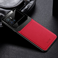 Custodia Silicone Morbida In Pelle Cover con Magnetico per Vivo iQOO 9 5G Rosso