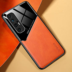 Custodia Silicone Morbida In Pelle Cover con Magnetico per Xiaomi Mi 10S 5G Arancione
