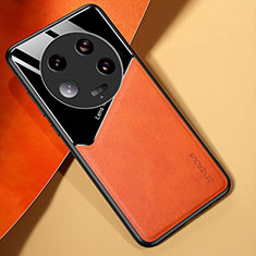 Custodia Silicone Morbida In Pelle Cover con Magnetico per Xiaomi Mi 13 Ultra 5G Arancione