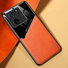 Custodia Silicone Morbida In Pelle Cover con Magnetico per Xiaomi Mi 13T 5G Arancione