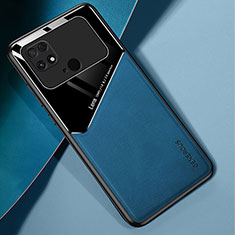 Custodia Silicone Morbida In Pelle Cover con Magnetico per Xiaomi Poco C40 Blu