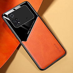 Custodia Silicone Morbida In Pelle Cover con Magnetico per Xiaomi Poco M4 Pro 4G Arancione