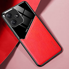 Custodia Silicone Morbida In Pelle Cover con Magnetico per Xiaomi Redmi 12 5G Rosso