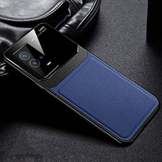 Custodia Silicone Morbida In Pelle Cover con Magnetico S01 per Vivo iQOO 8 Pro 5G Blu